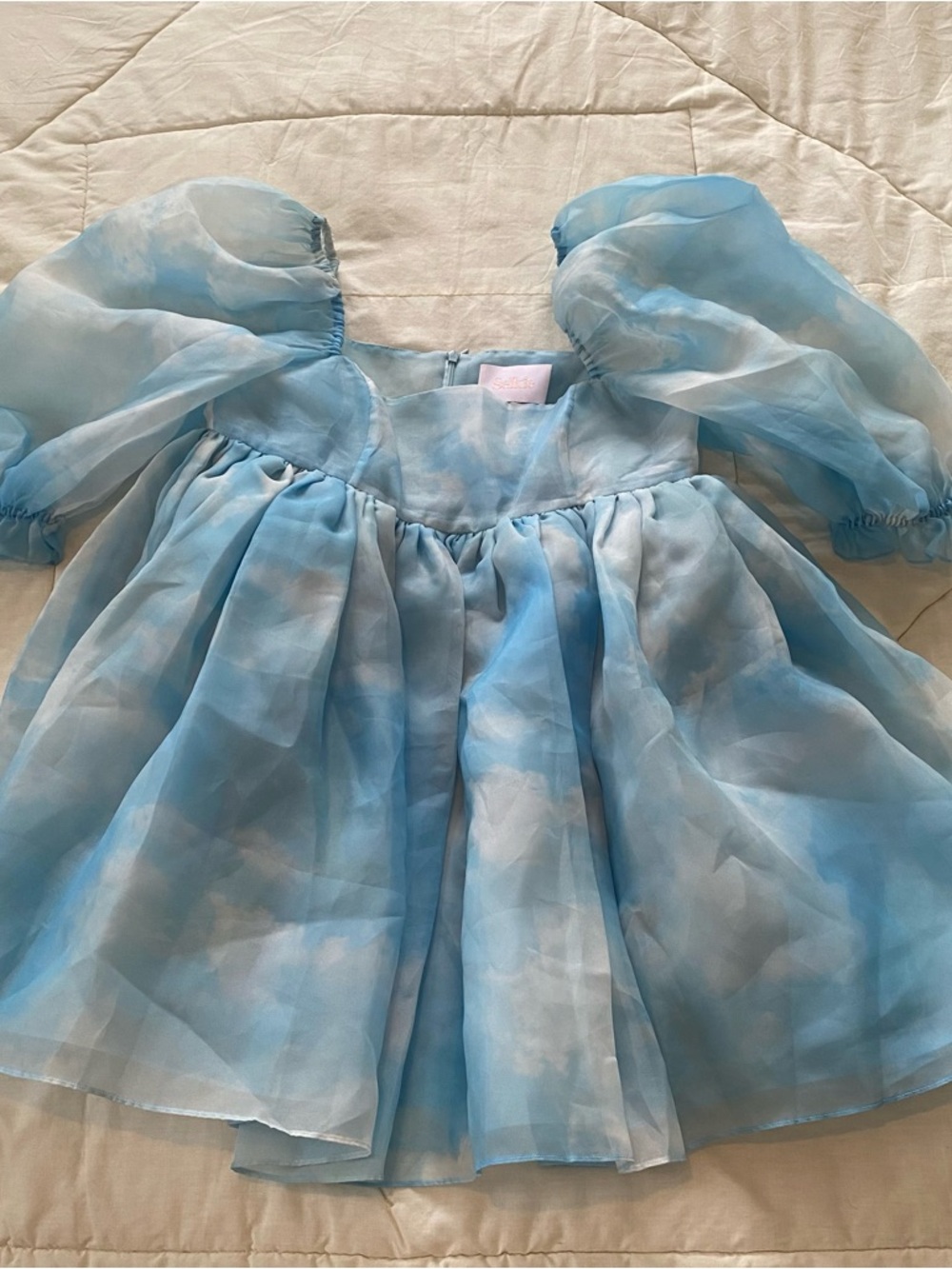 Selkie Head in the Clouds Blue & White Puff Dress - Picture 7 of 10